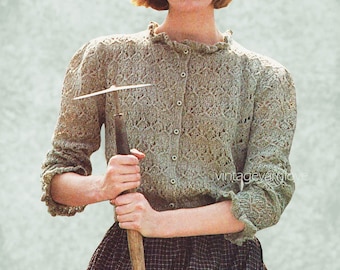 Knitting lacy cardigan pattern. Vintage knitting pattern. PDF pattern. Knitting cardigan pattern. Ladies knitting pattern.