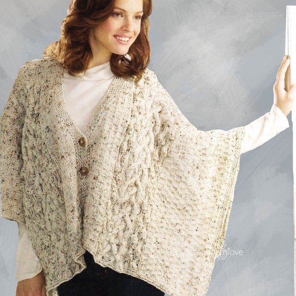 Knitting cardigan pattern. Vintage knitting pattern. PDF pattern Winding cables wrap Woman knitting pattern.