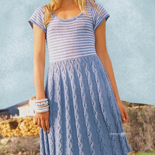 Knitting dress pattern Vintage knitting dress pattern PDF pattern Woman knitting dress pattern