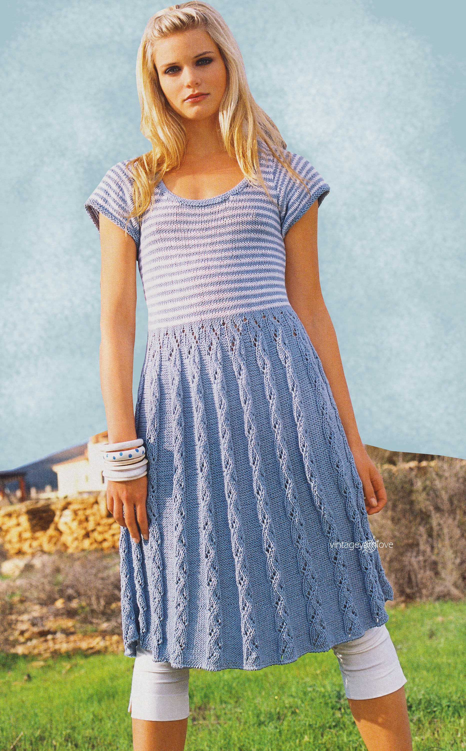 Knitting dress pattern Vintage knitting dress pattern PDF pattern Woman  knitting dress pattern
