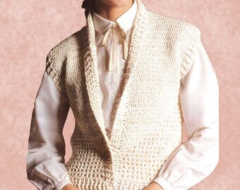 Crochet woman vest pattern. Vintage crochet pattern.  PDF crochet pattern.