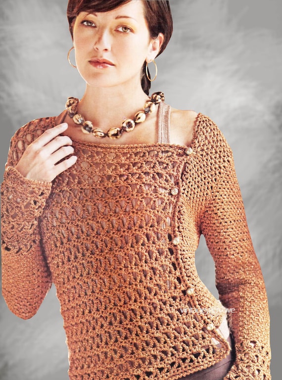 Crochet Woman Asymmetrical Top Pattern Vintage Crochet Pattern PDF