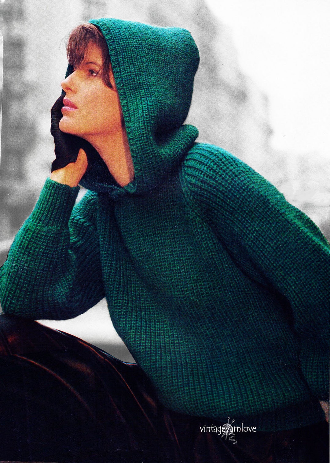 Vintage Knit Pattern Hoodie Pullover Sweater