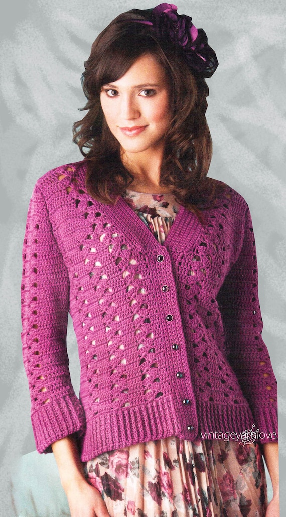 Crochet Frau Spitze Strickjacke Vintage Häkelanleitung