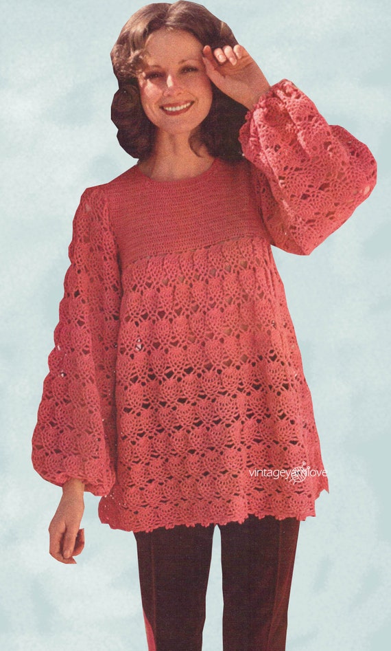 Crochet Woman Tunic Crochet Woman Blouse Pattern Vintage