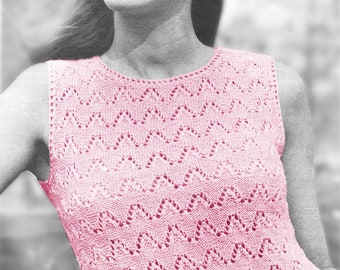 Knitting top pattern. Vintage knitting pattern.PDF knitting pattern. Vintage pattern pdf. Woman knitting top pattern. Crop top knit pattern.