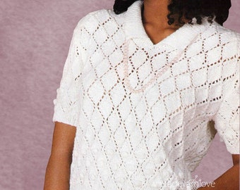 Knitting top pattern. Vintage knitting pattern.PDF knitting pattern. Vintage pattern pdf. Woman knitting top pattern Summer top knit pattern