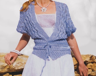 Patrón de chaqueta de punto Patrón de punto vintage Patrón de chaqueta de punto de mujer Patrón PDF Patrón de punto de envoltura de verano Patrón de prendas de punto