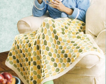 Vintage knitting pattern Afghan knitting pattern Knit pattern Honeycomb cover pattern Knit blanket pattern.