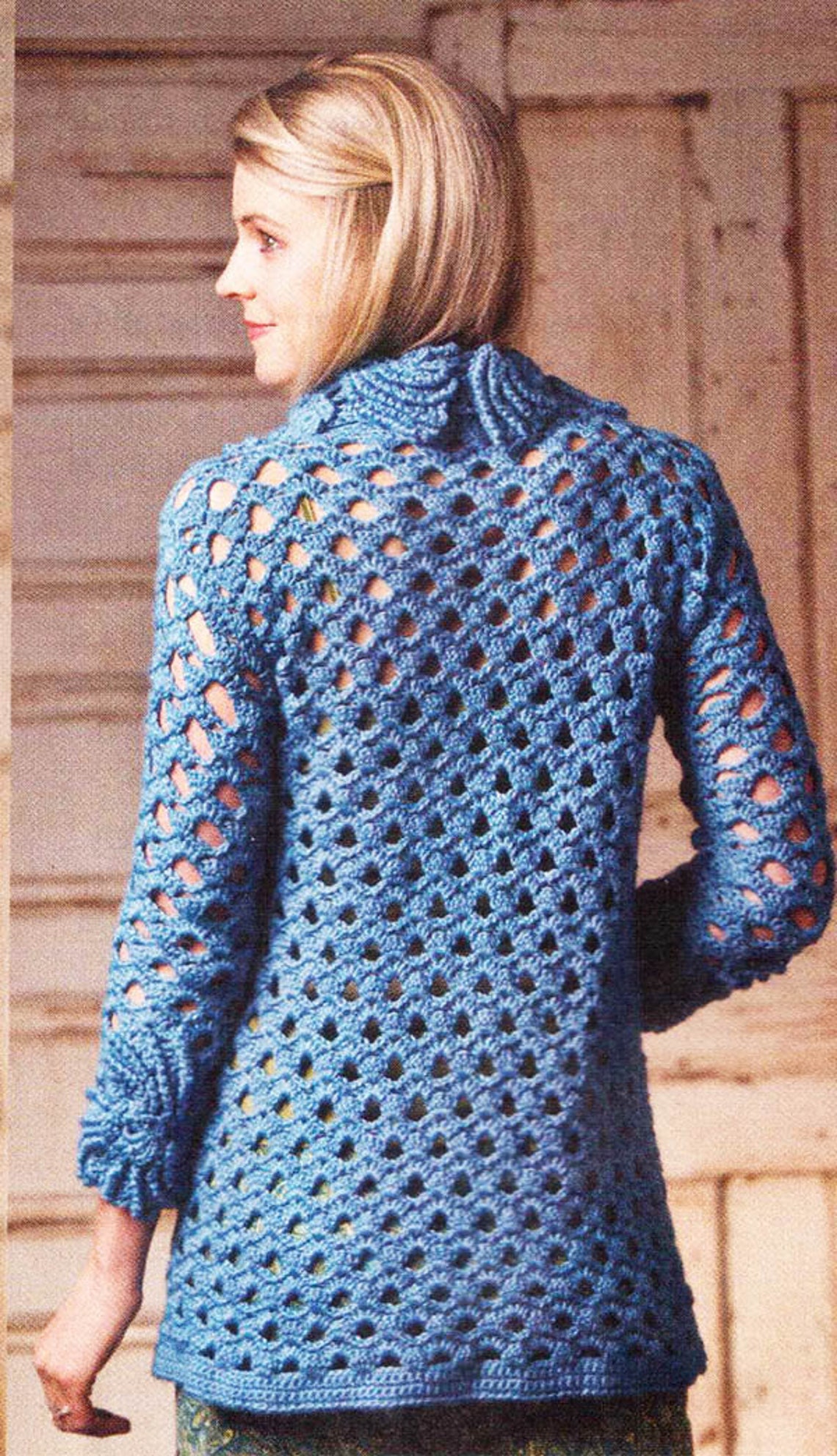 Crochet Woman Lace Cardigan Pattern. Vintage Crochet Pattern. PDF