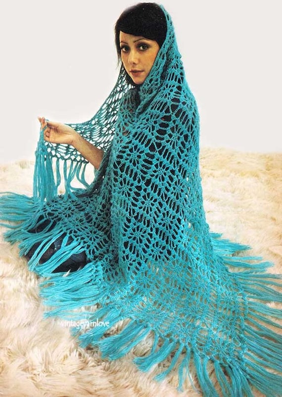 Crochet shawl Vintage crochet PDF crochet  Crochet woman shawl pattern