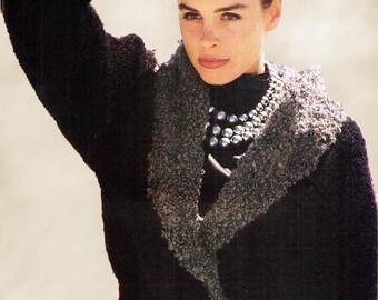 Patrón de chaqueta de mujer tejiendo. Patrón de tejido antiguo. Patrón de tejido en PDF. Patrón de tejido de cardigan corto