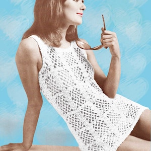 Crochet woman tunic pattern. Crochet woman dress pattern. Vintage crochet pattern. Beach dress crochet pattern. Woman Crochet dress pattern.