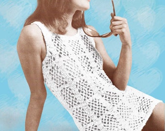 Crochet woman tunic pattern. Crochet woman dress pattern. Vintage crochet pattern. Beach dress crochet pattern. Woman Crochet dress pattern.