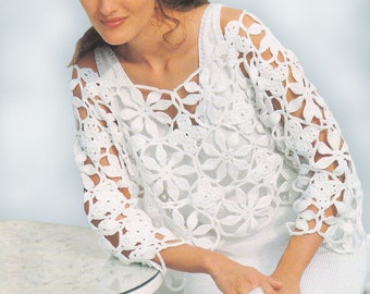 Patrón de blusa de mujer a crochet. Patrón de ganchillo antiguo. Patrón de crochet en PDF. Patrón de top de crochet para mujer.
