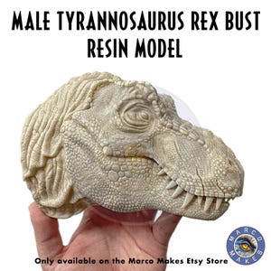 Male Tyrannosaurus Rex Dinosaur Bust Type 1 - Ready to Paint, 1/12th Scale