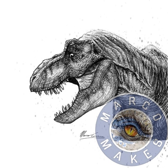 Dibujo de dinosaurios de T. Rex Descarga digital - Etsy México Dibujo de dinosaurios de T. Rex Descarga digital - Etsy México