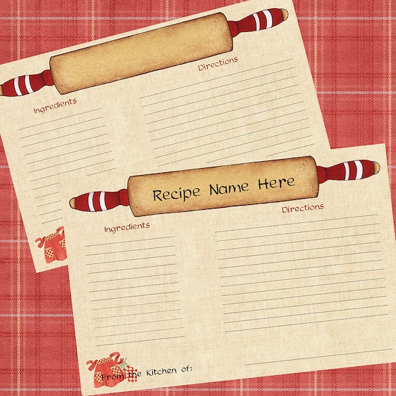 Printable Recipe Cards: Country Kitchen Bridal Shower Gift (Digital Download)