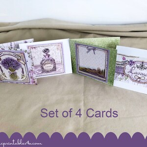 4 handgemaakte kaarten, exclusief, uniek, blanco voor alle gelegenheden, gemaakt van Stamperia Provence-papier