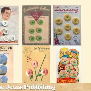 18 Button Cards Vintage Printable Great for Paper Sewing Projects Like ...
