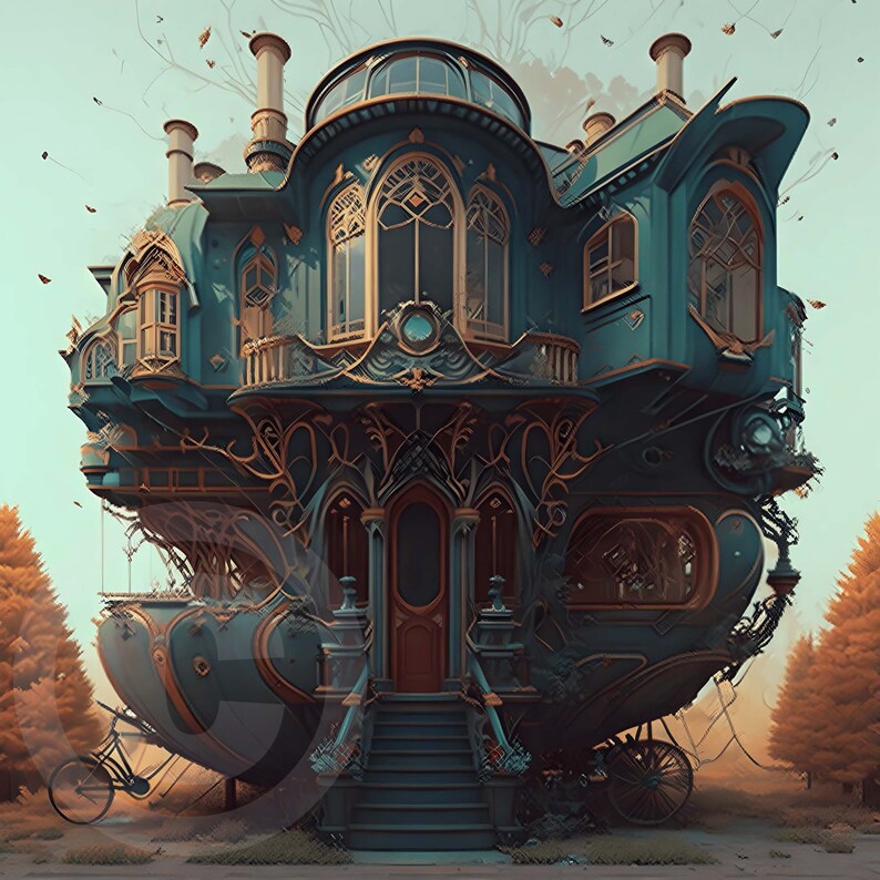 Steampunk House Clipart: Fantasy Collage Graphics (digital Download) - Etsy