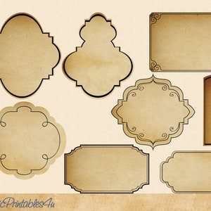 8 Apothecary Labels Blank  assorted shapes & sizes in both JPG and PNG format, commercial use allowed  Vintage vibe, instant download