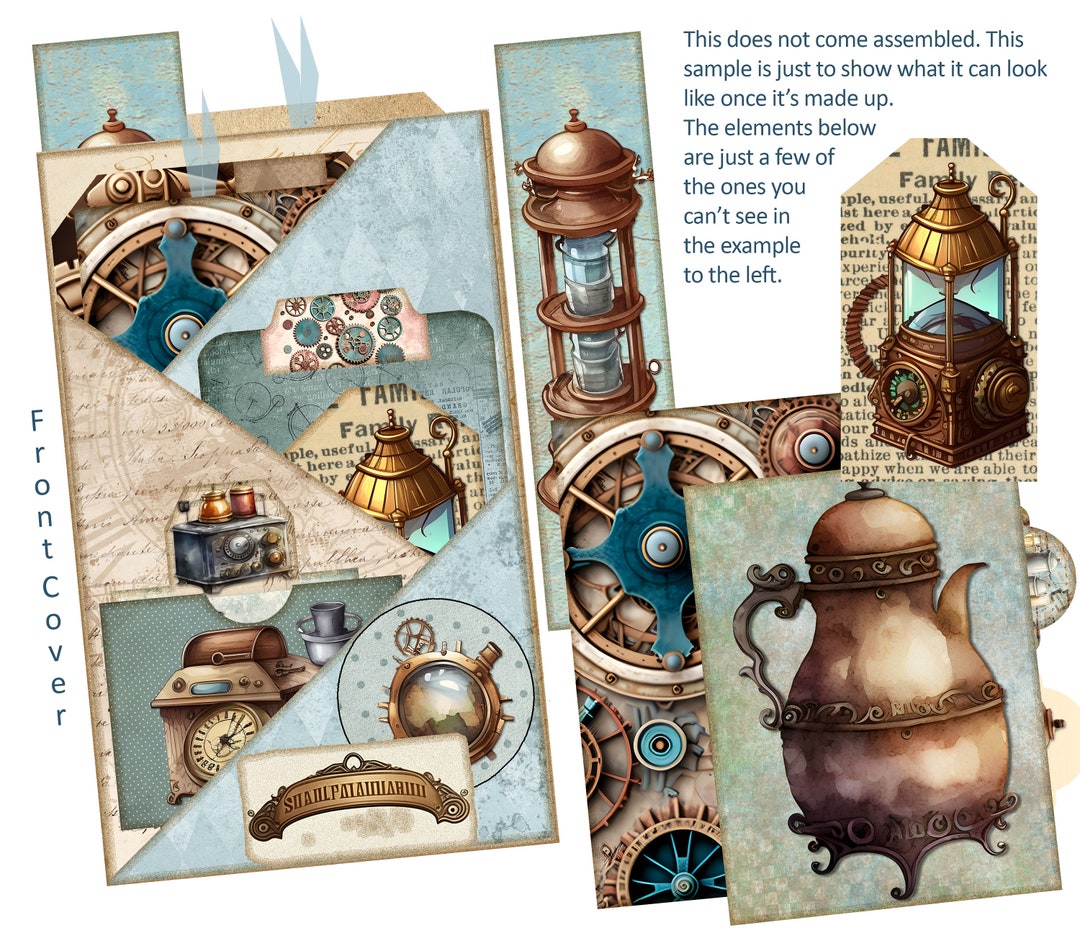 Steampunk Junk Journal Folio Kit: Printable Ephemera (digital Download ...