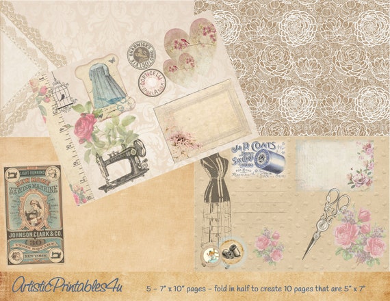 Sew Easy - Vintage Sewing Themed Mini Junk Journal Kit - For Junk