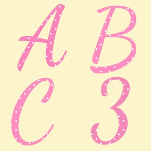 Sofortiger Download - Digitales rosa gepunktetes Alphabet in Groß- und Kleinschreibung, Zahlen und Satzzeichen, druckbares Alphabet