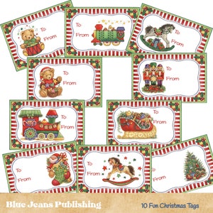 10 Printable Christmas tags with a vintage vibe great for presents or use in your junk journals or scrapbooking and other paper crafts