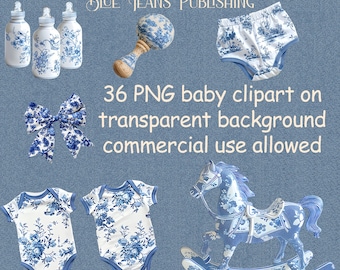 Toile Baby Clipart: 41 PNG Images for Nursery Art (Commercial Use)