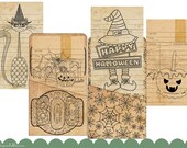 Printable Halloween Pockets, Instant Download, Digital Halloween Junk Journal Ephemera