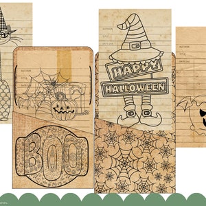 Printable Halloween Pockets, Instant Download, Digital Halloween Junk Journal Ephemera