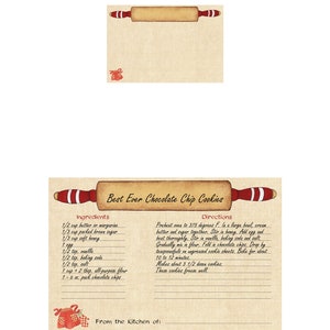 Printable 4 X 6 Recipe Cards and 3" X 5" Instant Download, Country ...