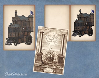 Afdrukbare Steampunk Junk Journal Kit: kortstondige, kaarten, enveloppen (digitale download)