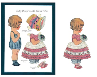 Dolly Dingle Paper Doll Collage Sheet: Vintage Clipart (Digital Download)