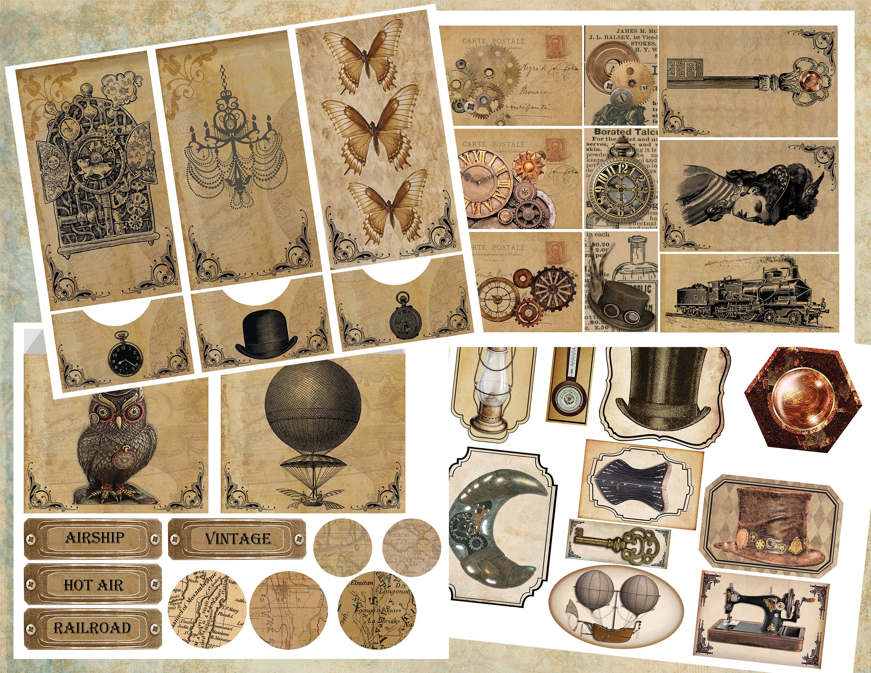 Steampunk Junk Journal: Printable Trifold Folio Kit (digital Download ...