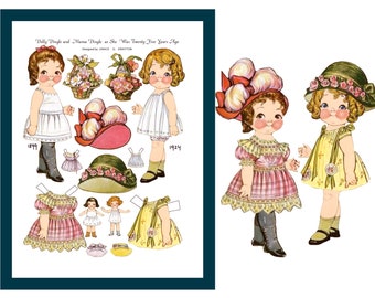 Dolly Dingle Paper Doll Collage Sheet: Printable Retro Clipart (Digital Download)