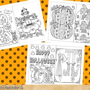 Halloween coloring pages - printable, digital, instant download - 6 pages each 10&quot; x 7.5&quot; which make into 12 pages for journals