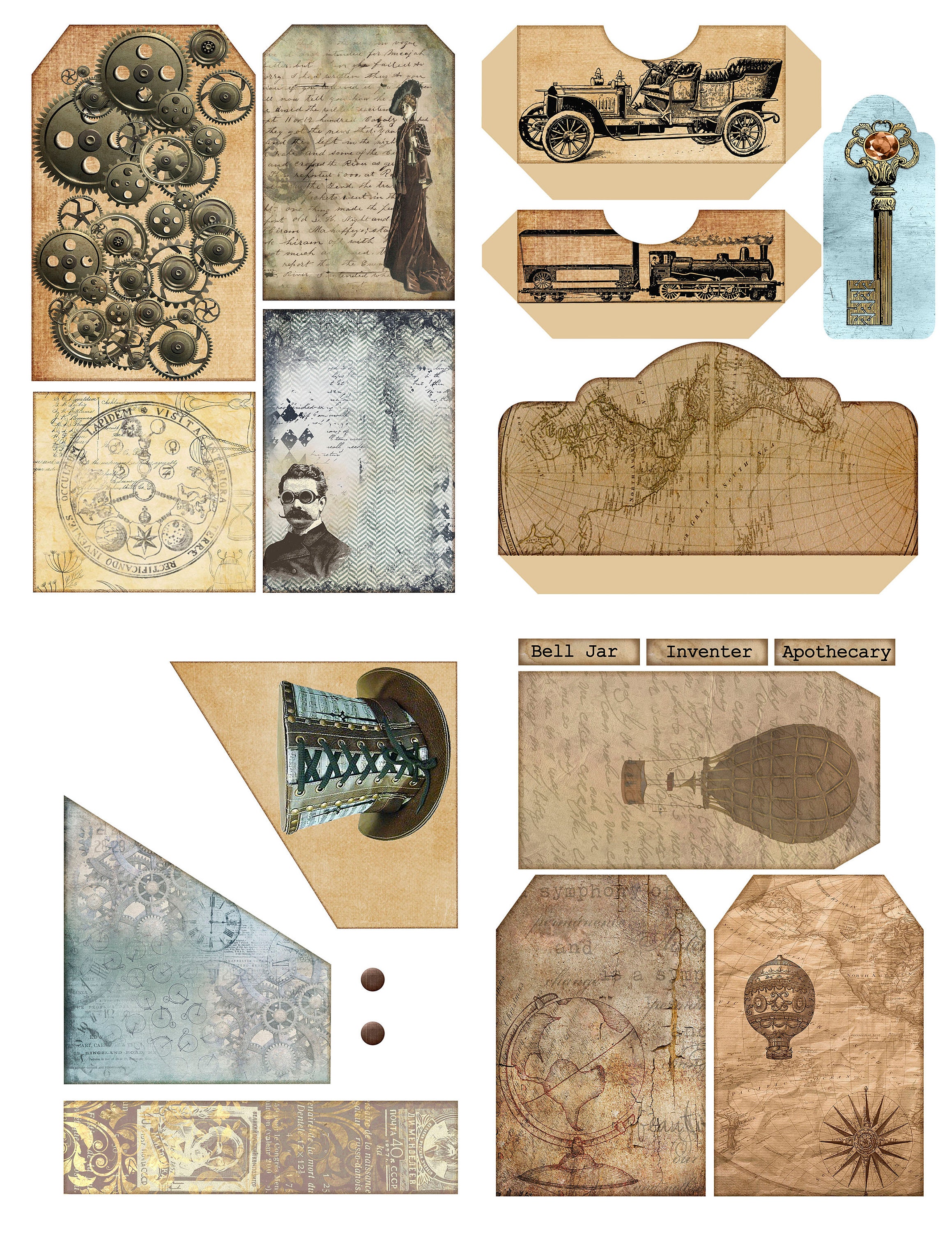 Printable Steampunk Folio, Industrial Pop-in 2, Instant Download, Junk ...