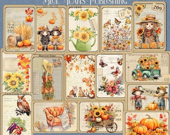 Fall Junk Journal Cards: Autumn Harvest Designs (Digital Download)