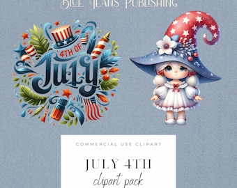 4th of July Clipart PNG Bundle: Patriotic Gnomes (Digital Download)