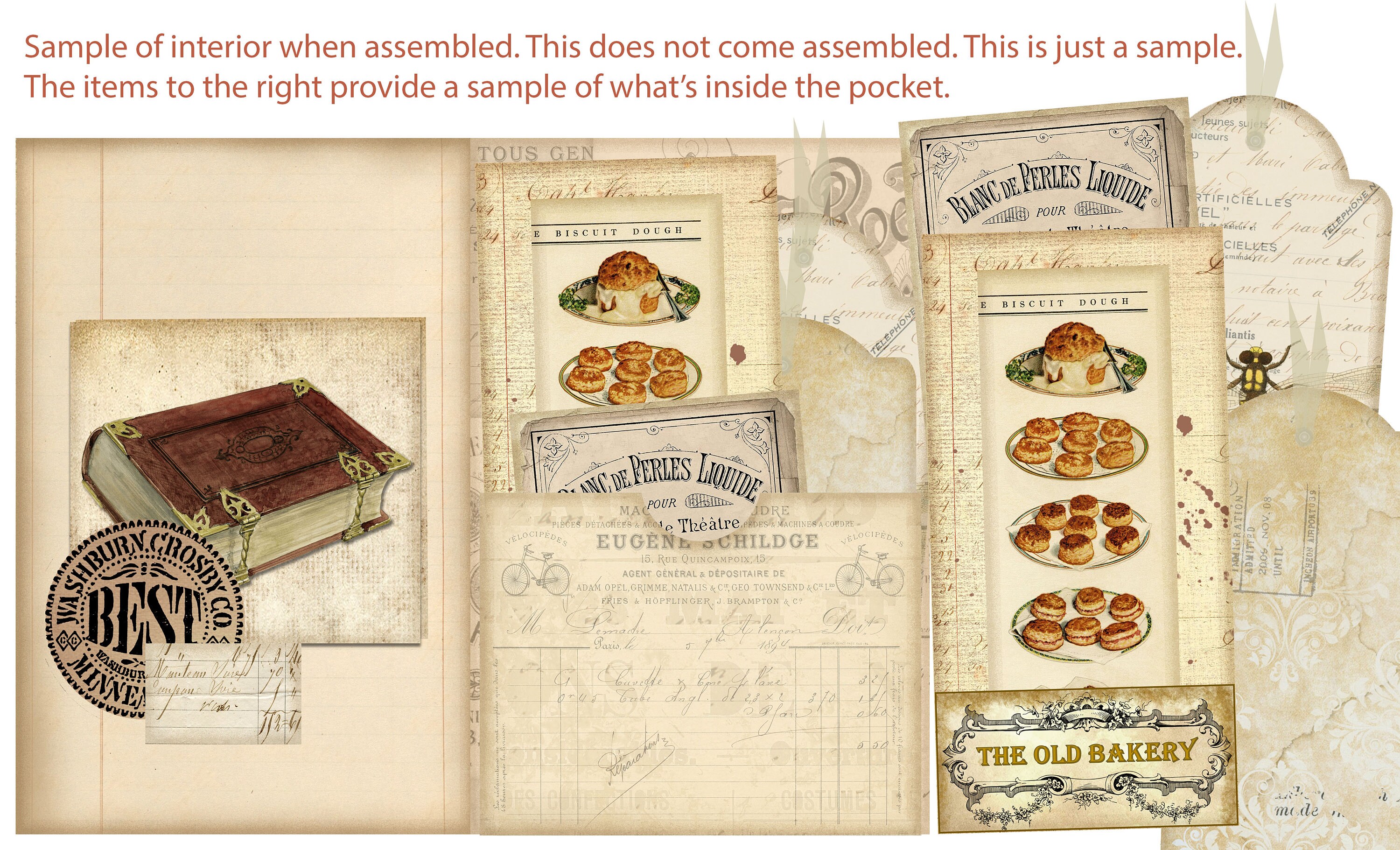 Junk Journal Kit Printable, Vintage Folio, Pop-in No. 2