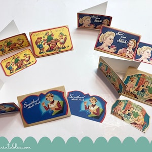 Libros de agujas con tarjetas y sobres - 4 libros de agujas vintage en formato digital, descarga instantánea, efímera de diario basura