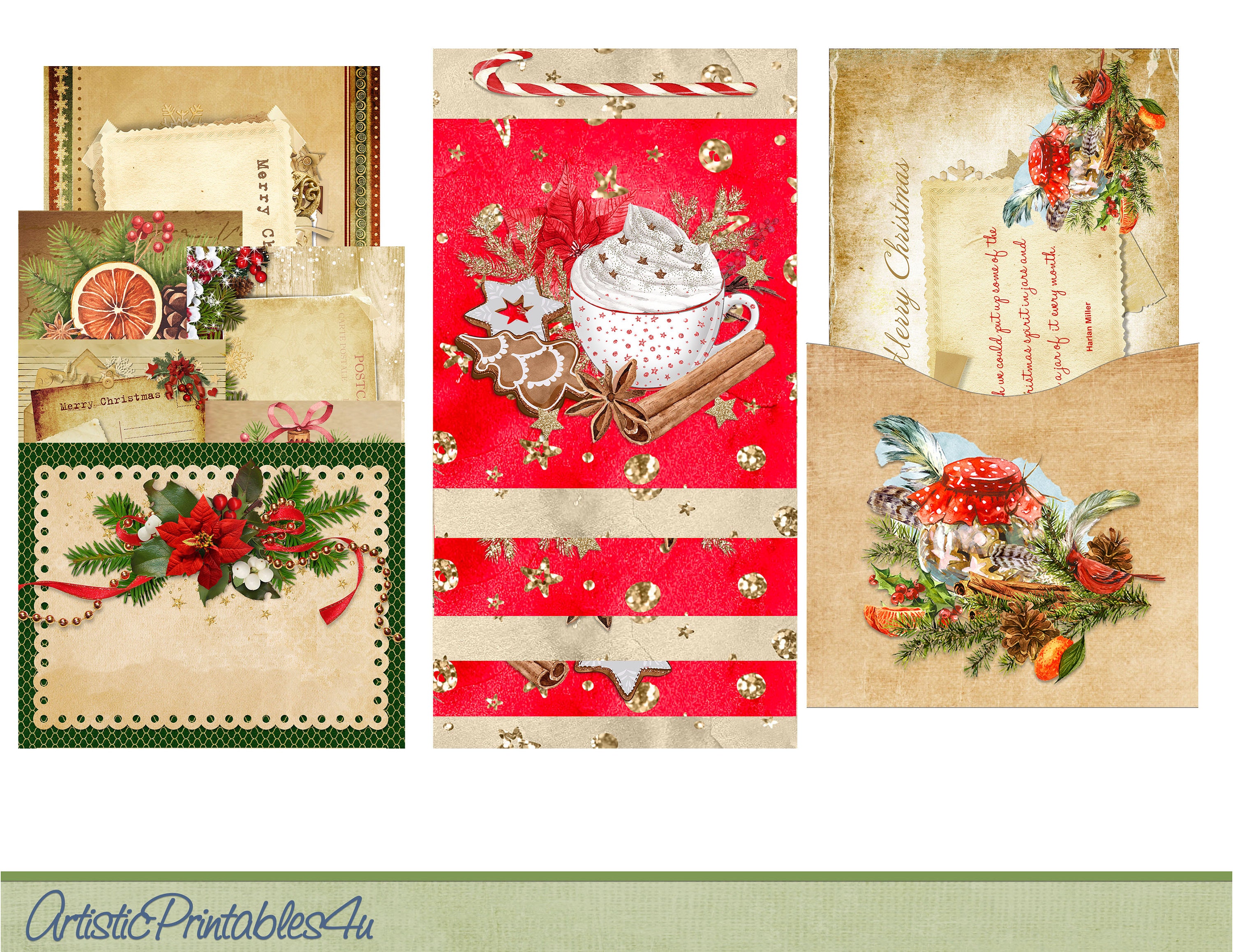 Christmas Journal Mini Kit Add On, Printable Christmas Ephemera ...