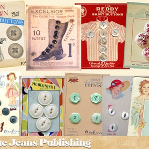 18 Button Cards Vintage Printable Great for Paper Sewing Projects Like ...
