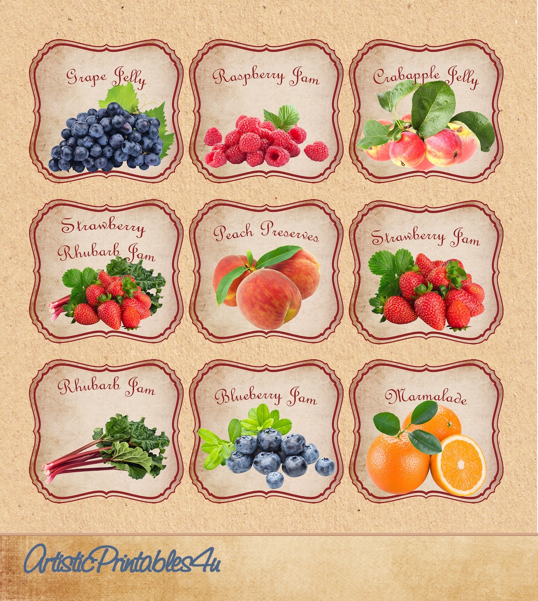 9 Jam Labels in Two Sizes Printable and Instant Download. Etsy