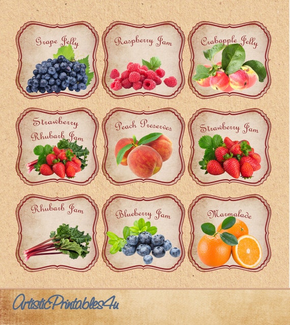 9 Jam Labels In Two Sizes Printable And Instant Download Etsy