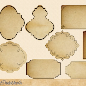 8 Blank Apothecary Labels - Sizes range up to 6&quot; - Good for large objects - reduce size for smaller items Instant download printable labels