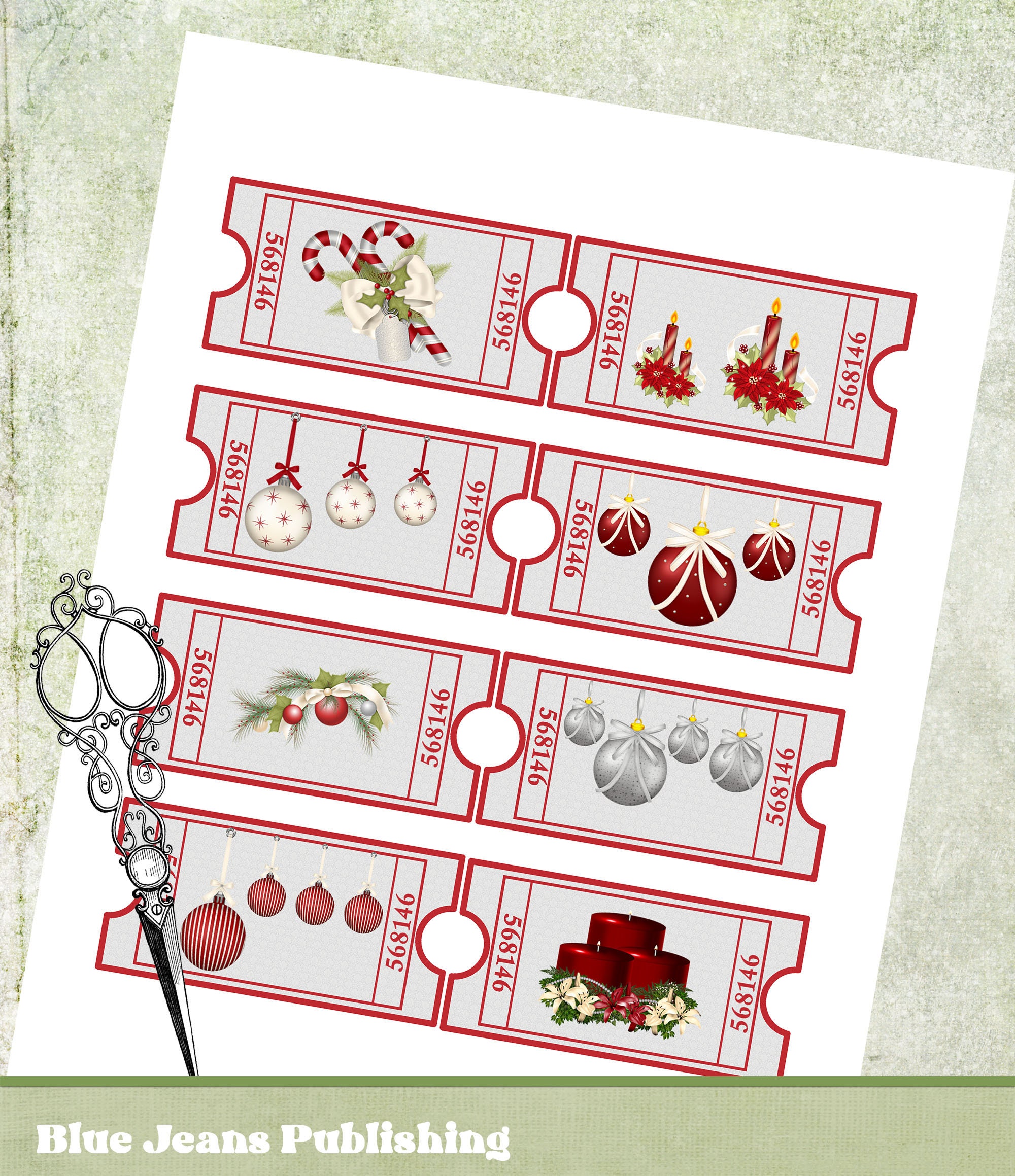 Vintage Christmas Tickets Printable Great for Tags or Use in Junk ...